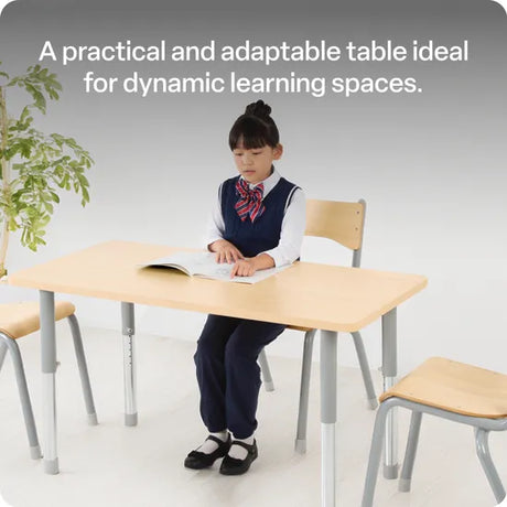 Natural Spaces Adjustable Height Rectangular Table - Natural - 120 (L) x 60 (W) x 57-79.5 (H) cm - Modern Teaching Aids NZ