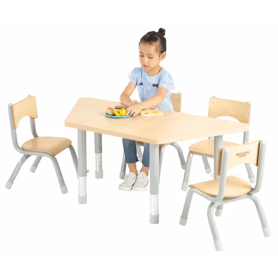 Natural Spaces - Trapezoidal Table - Natural - 120 x 50 cm - 39-61.5 cm - Modern Teaching Aids NZ