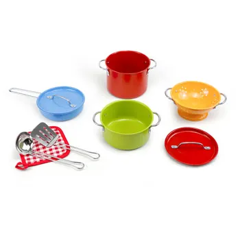 Colourful Steel Pots & Pans - 9 Pieces - Modern Teaching Aids NZ