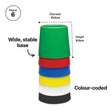 Coloured Water Pots - Pack of 6 - Modern Teaching Aids NZ