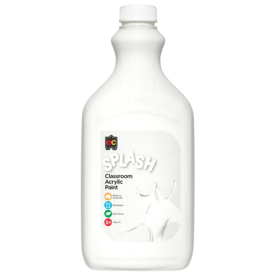 Classroom Splash Acrylic Paint 2L Snowball White - Modern Teaching Aids NZ