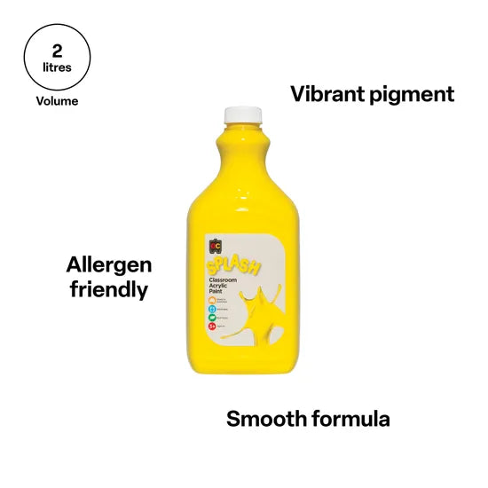 Splash Acrylic Paint 2 L - Sunshine Yellow - Modern Teaching Aids NZ