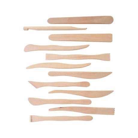 Wooden Modelling Tools - Set of 12 - Modern Teaching Aids NZ