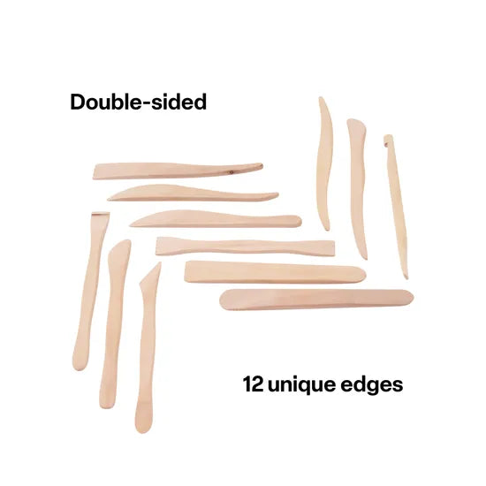Wooden Modelling Tools - Set of 12 - Modern Teaching Aids NZ