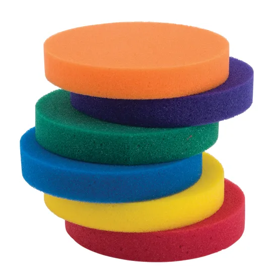 Coloured Round Sponges - Set of 6 - Modern Teaching Aids NZ