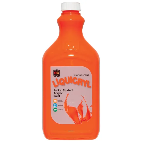 Liquicryl Fluoro Acrylic Paint - Orange 2 Litre - Modern Teaching Aids NZ