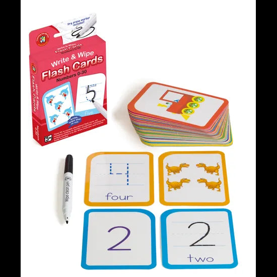 Write & Wipe Flash Cards - Numbers 0 To 30 - Modern Teaching Aids NZ