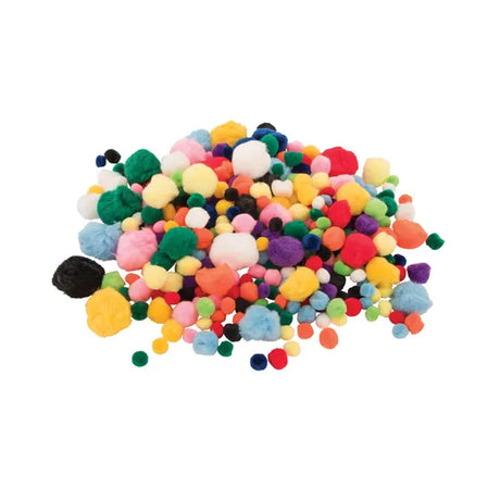 Pom Poms Assorted Colours & Sizes - Pack of 300 - Modern Teaching Aids NZ