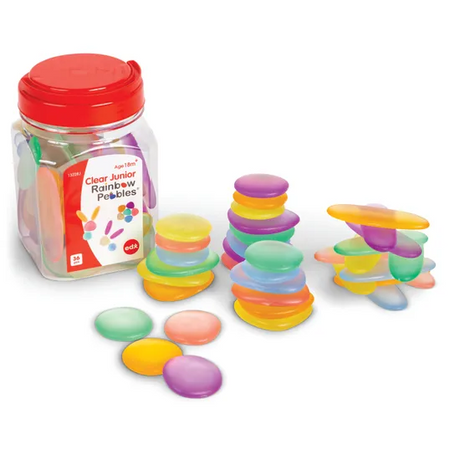 Clear Junior Rainbow Pebbles - Set of 36pc - Modern Teaching Aids NZ