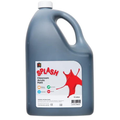 Splash Acrylic Paint -Liquorice Black 5 Litre - Modern Teaching Aids NZ