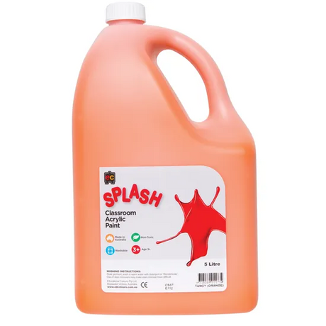 Splash Acrylic Paint - Tangy Orange 5 Litre - Modern Teaching Aids NZ
