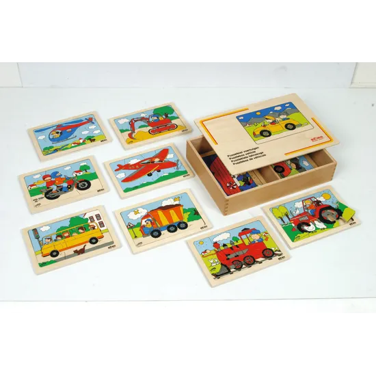 Vehicles Wooden Puzzle Box - Set of 10 - Modern Teaching Aids NZ