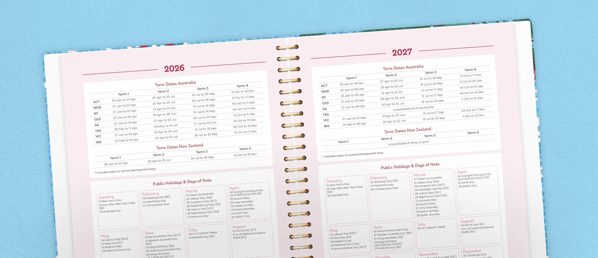 Important dates, public holidays and days of note for 2026 and 2027.