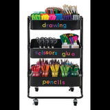 3 Tier Storage Trolley Black - Modern Teaching Aids NZ