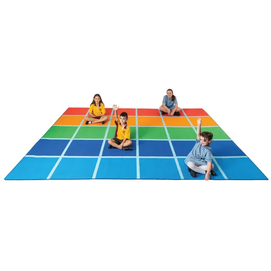 Fun Colour Blocks Rug - 30 Squares - 4 (L) x 3 (W) m - Modern Teaching Aids NZ
