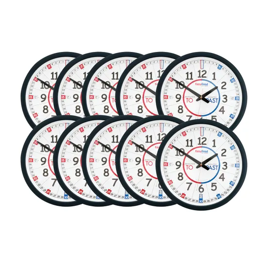 Easy Read Classroom Clock - Set of 10