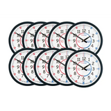 EasyRead Time Teacher Classroom Clocks - 12/24 Hour, Set of 10