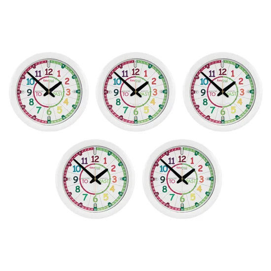 EasyRead Time Teacher Wall Clock - Rainbow Face, Set of 5
