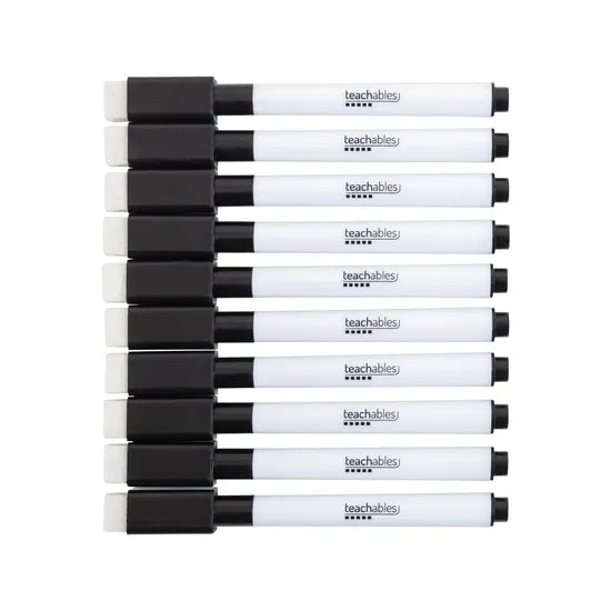 Write N Wipe Pens Black - Pack of 10 - Modern Teaching Aids NZ