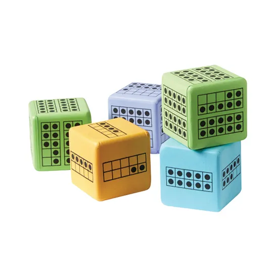 Colourful Foam Ten Frames Dice - Set of 12 - Modern Teaching Aids NZ