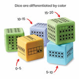 Colourful Foam Ten Frames Dice - Set of 12 - Modern Teaching Aids NZ