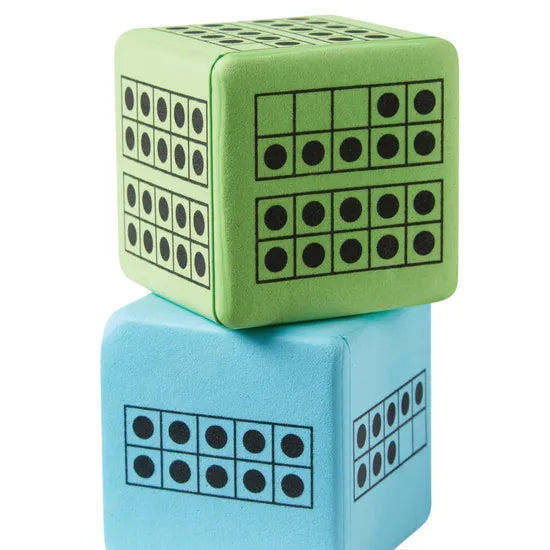 Colourful Foam Ten Frames Dice - Set of 12 - Modern Teaching Aids NZ