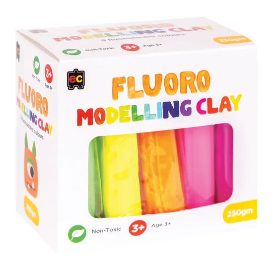 Modelling Clay (Fluoro) 5 colours x 50gm - Modern Teaching Aids NZ