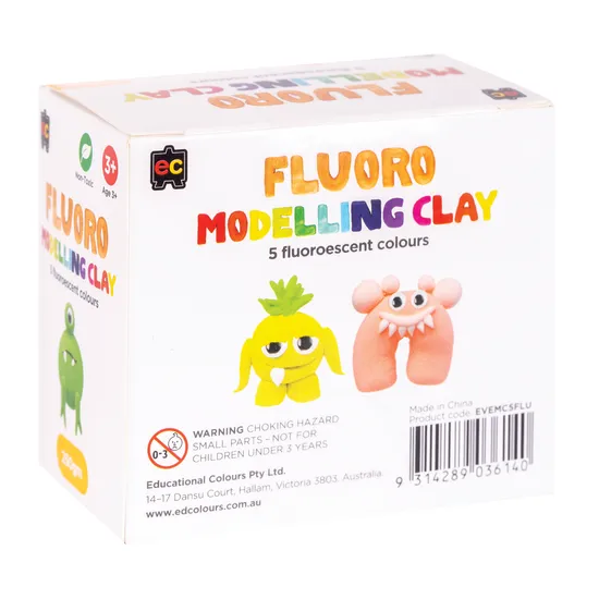 Modelling Clay (Fluoro) 5 colours x 50gm - Modern Teaching Aids NZ