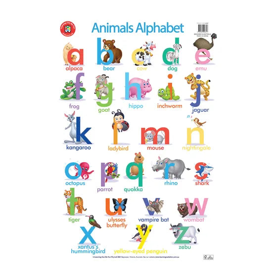 The Alphabet of Animals Poster - Modern Teaching Aids NZ