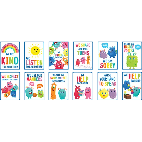 Giggle & Grow Classroom Rules Poster Set 12 - Modern Teaching Aids NZ