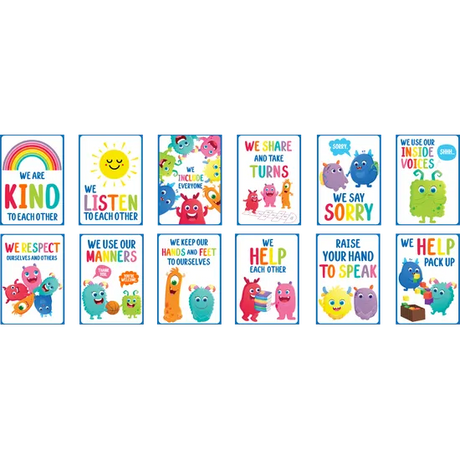 Giggle & Grow Classroom Rules Poster Set 12 - Modern Teaching Aids NZ