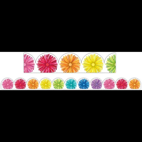 Giggle & Grow Rainbow Scalloped Pom Poms Border - Pack of 12 - Modern Teaching Aids NZ