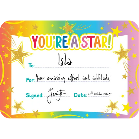 Giggle & Grow You're a Star Certificates - Pack of 30 - Modern Teaching Aids NZ