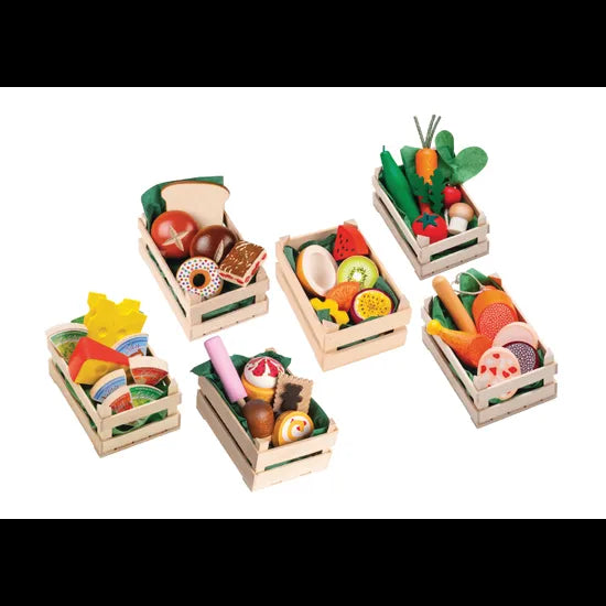 Assorted Wooden Food Crates Set of 6