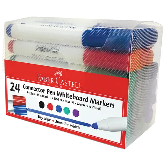 Faber Castel Connector Whiteboard Markers Asst - Pack of 24 - Modern Teaching Aids NZ