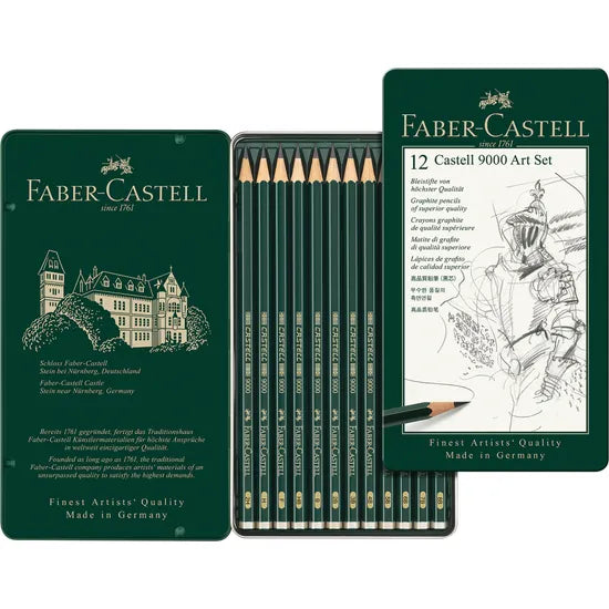 Castell 9000 Graphite Pencil Art Set - Tin of 12 - Modern Teaching Aids NZ