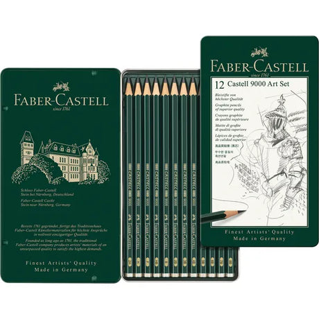 Castell 9000 Graphite Pencil Art Set - Tin of 12 - Modern Teaching Aids NZ
