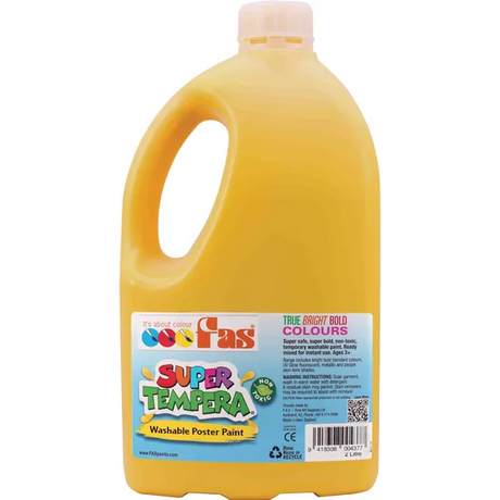 FAS Super Tempera Paint - Deep Yellow 2 Litre - Modern Teaching Aids NZ