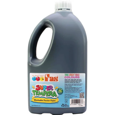 FAS Super Tempera Paint - Black 2 Litre - Modern Teaching Aids NZ