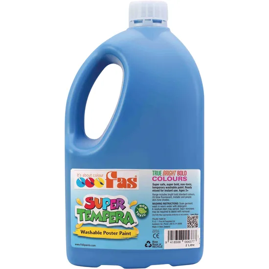 FAS Super Tempera Paint - Blue 2 Litre - Modern Teaching Aids NZ