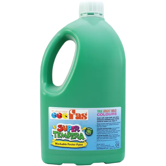FAS Super Tempera Paint - Green 2 Litre - Modern Teaching Aids NZ