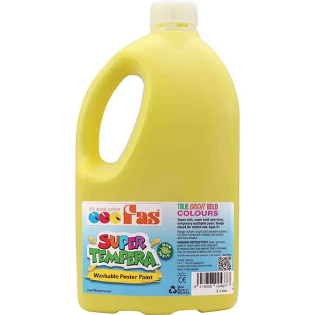 FAS Super Tempera Paint - Yellow 2 Litre - Modern Teaching Aids NZ