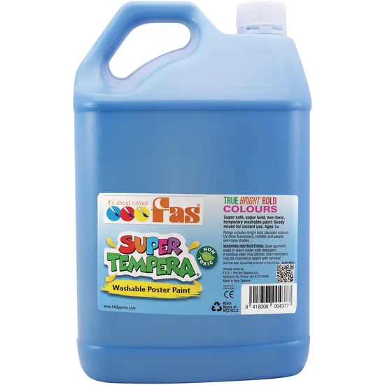 FAS Super Tempera Paint - Blue 5 Litre - Modern Teaching Aids NZ