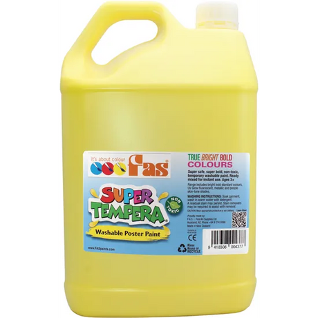 FAS Super Tempera Paint - Yellow 5 Litre - Modern Teaching Aids NZ