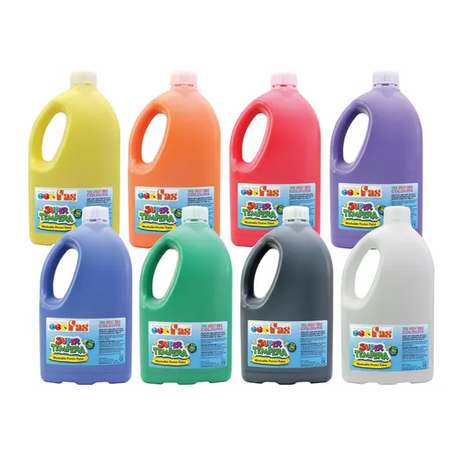 FAS Super Tempera Paint 2 Litres - Set of 8 - Modern Teaching Aids NZ