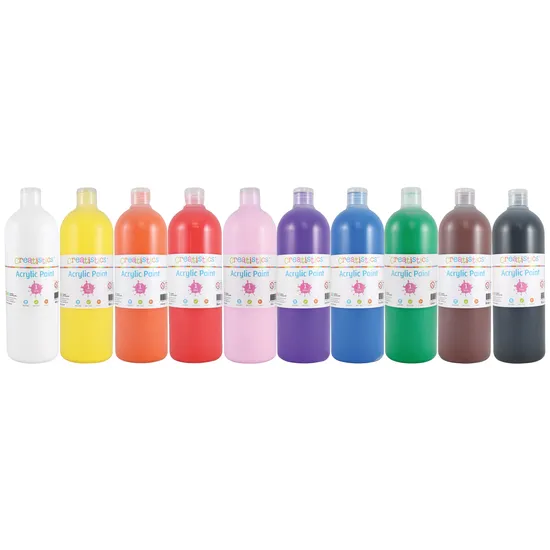 Creatistics Acrylic Paint 1L - Set of 10 - Modern Teaching Aids NZ