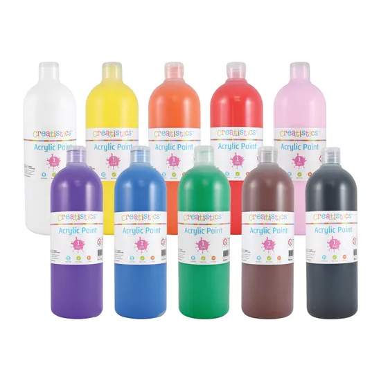 Creatistics Acrylic Paint 1L - Set of 10 - Modern Teaching Aids NZ