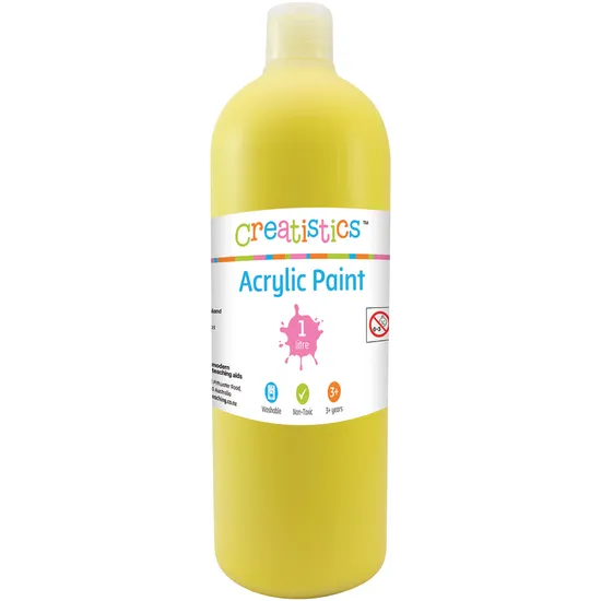 Creatistics Acrylic Paint 1L - Cool Yellow - Modern Teaching Aids NZ