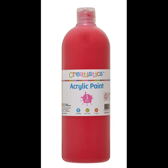 Creatistics Acrylic Paint 1L - Cool Red - Modern Teaching Aids NZ