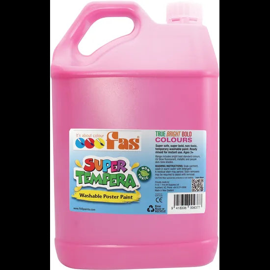FAS Super Tempera Paint - Bright Pink 5 Litre - Modern Teaching Aids NZ